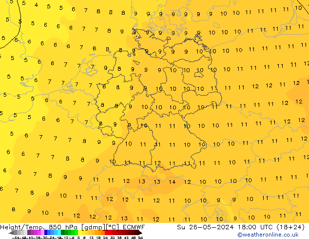 Z500/Rain (+SLP)/Z850 ECMWF dom 26.05.2024 18 UTC