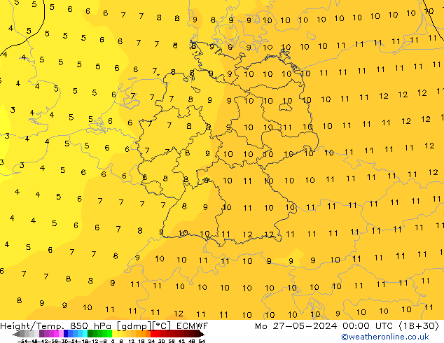 Z500/Rain (+SLP)/Z850 ECMWF Po 27.05.2024 00 UTC