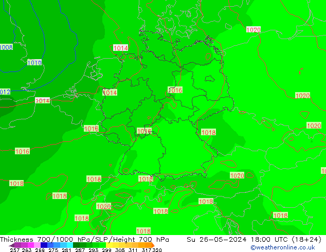 Dikte700-1000 hPa ECMWF zo 26.05.2024 18 UTC