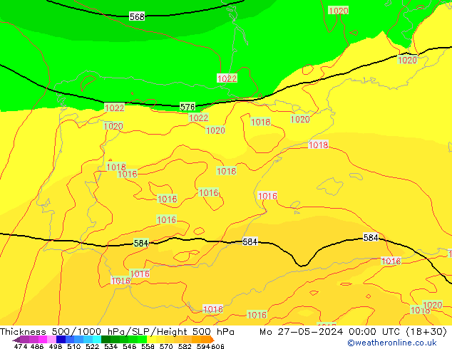 Thck 500-1000hPa ECMWF Mo 27.05.2024 00 UTC