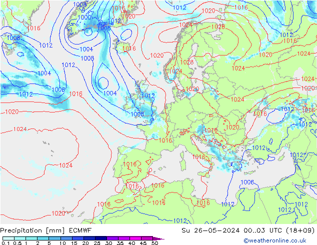 precipitação ECMWF Dom 26.05.2024 03 UTC