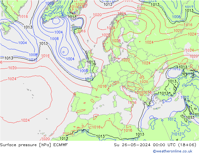 Bodendruck ECMWF So 26.05.2024 00 UTC