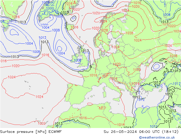 地面气压 ECMWF 星期日 26.05.2024 06 UTC