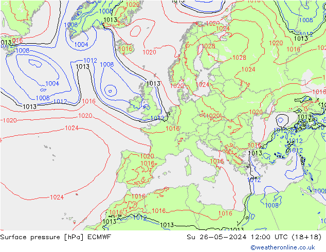 pression de l'air ECMWF dim 26.05.2024 12 UTC