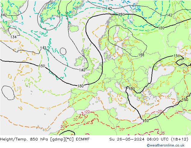 Z500/Rain (+SLP)/Z850 ECMWF Su 26.05.2024 06 UTC