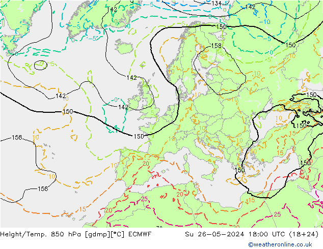 Z500/Rain (+SLP)/Z850 ECMWF  26.05.2024 18 UTC