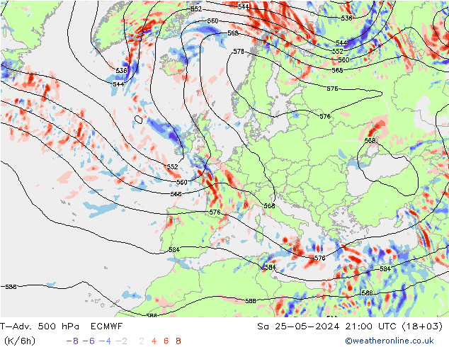 T-Adv. 500 hPa ECMWF So 25.05.2024 21 UTC