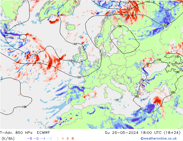 T-Adv. 850 hPa ECMWF  26.05.2024 18 UTC