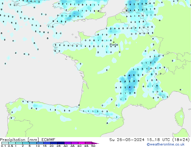 Precipitation ECMWF Su 26.05.2024 18 UTC