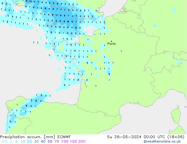 Precipitation accum. ECMWF  26.05.2024 00 UTC