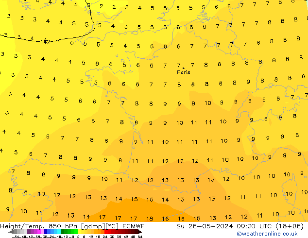 Z500/Rain (+SLP)/Z850 ECMWF dom 26.05.2024 00 UTC