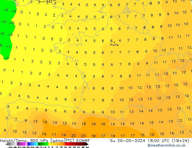 Z500/Rain (+SLP)/Z850 ECMWF dom 26.05.2024 18 UTC