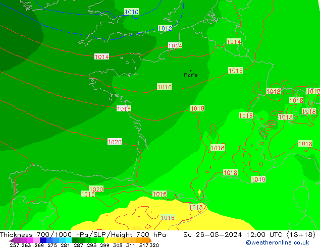 Thck 700-1000 hPa ECMWF Ne 26.05.2024 12 UTC