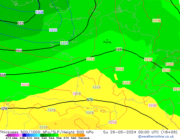 Thck 500-1000hPa ECMWF  26.05.2024 00 UTC