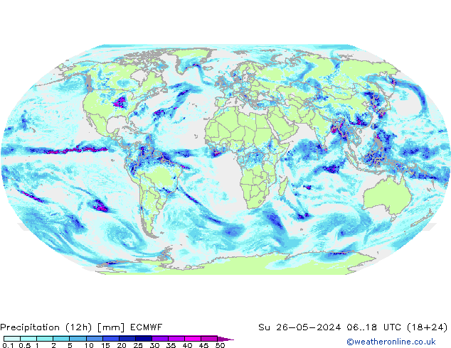 Nied. akkumuliert (12Std) ECMWF So 26.05.2024 18 UTC