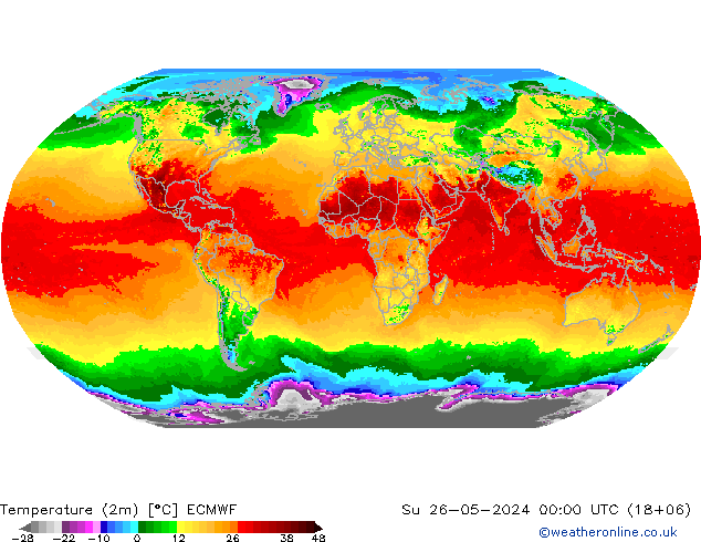 température (2m) ECMWF dim 26.05.2024 00 UTC