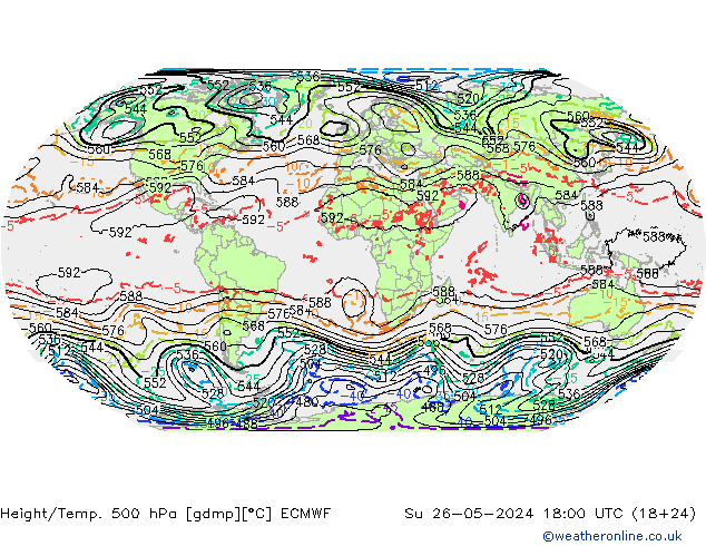 Z500/Regen(+SLP)/Z850 ECMWF zo 26.05.2024 18 UTC