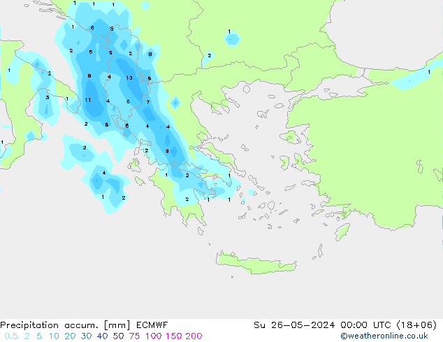 Precipitation accum. ECMWF Ne 26.05.2024 00 UTC