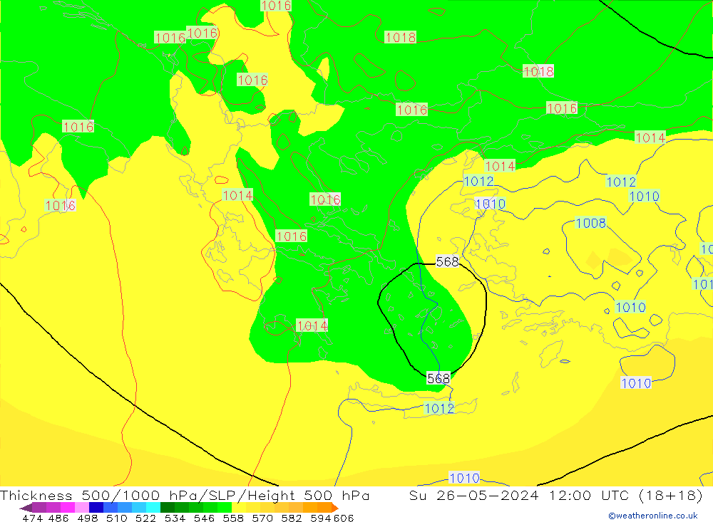 Thck 500-1000hPa ECMWF dom 26.05.2024 12 UTC