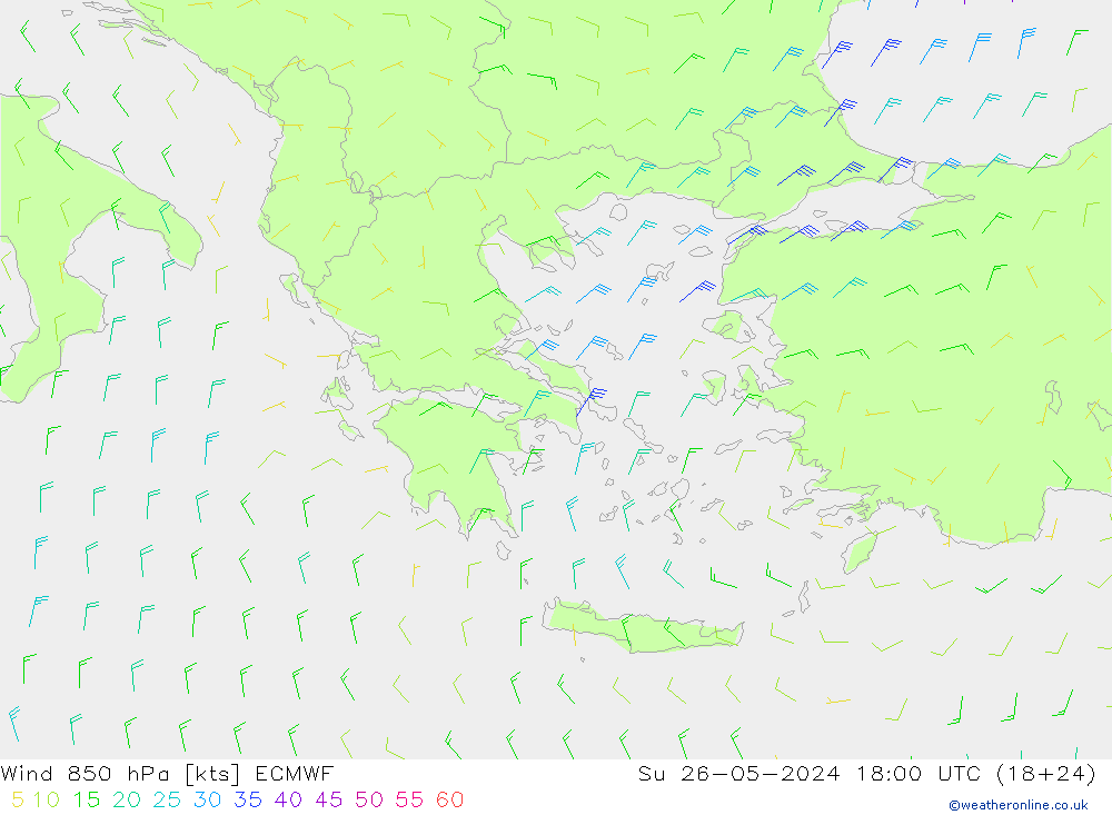 Vento 850 hPa ECMWF Dom 26.05.2024 18 UTC