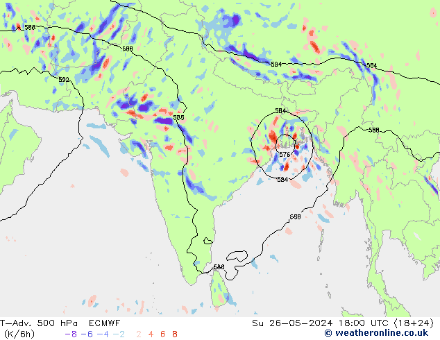 T-Adv. 500 hPa ECMWF Su 26.05.2024 18 UTC