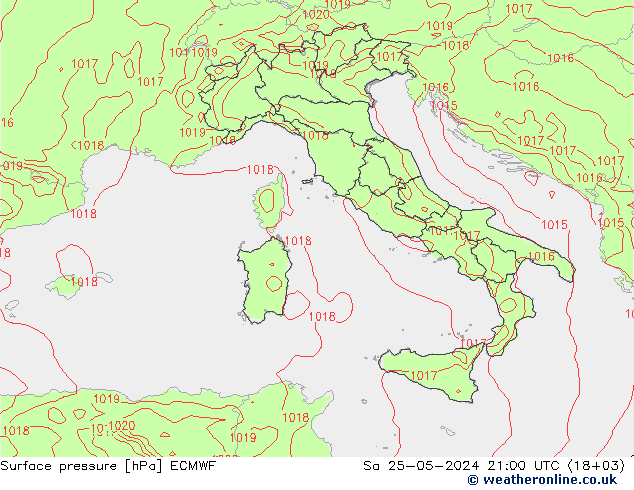 Luchtdruk (Grond) ECMWF za 25.05.2024 21 UTC