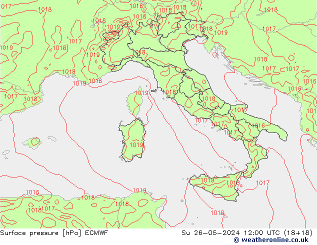 Surface pressure ECMWF Su 26.05.2024 12 UTC