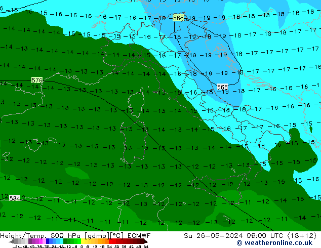 Z500/Rain (+SLP)/Z850 ECMWF dom 26.05.2024 06 UTC