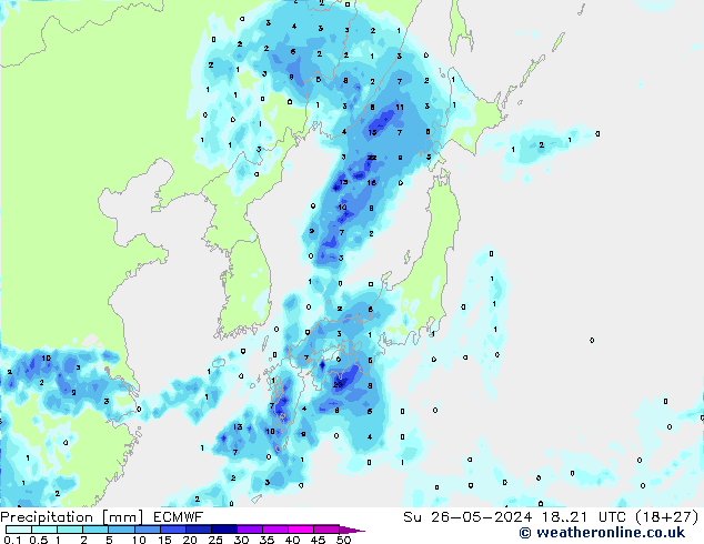 Precipitation ECMWF Su 26.05.2024 21 UTC