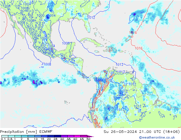 Precipitation ECMWF Su 26.05.2024 00 UTC