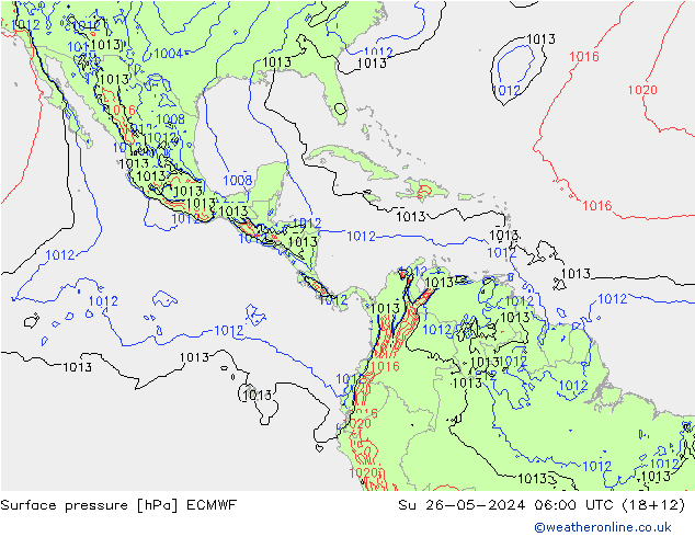 Pressione al suolo ECMWF dom 26.05.2024 06 UTC