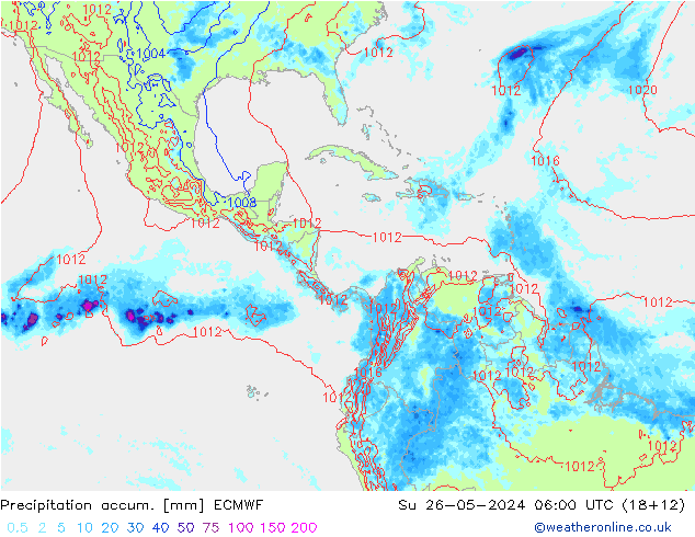 Totale neerslag ECMWF zo 26.05.2024 06 UTC