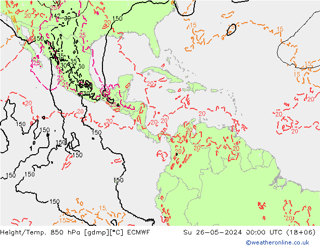 Z500/Rain (+SLP)/Z850 ECMWF Dom 26.05.2024 00 UTC