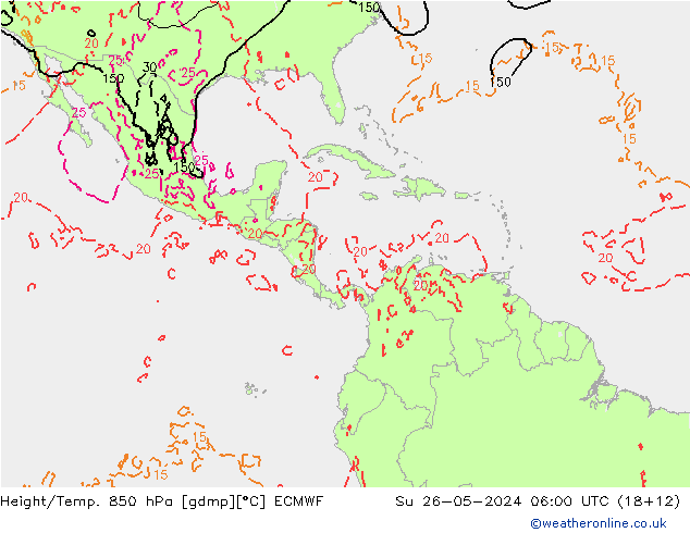 Z500/Rain (+SLP)/Z850 ECMWF Dom 26.05.2024 06 UTC