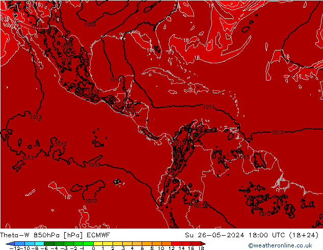 Theta-W 850hPa ECMWF dom 26.05.2024 18 UTC