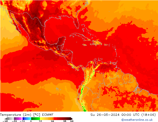 Temperaturkarte (2m) ECMWF So 26.05.2024 00 UTC