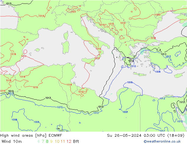 High wind areas ECMWF Dom 26.05.2024 03 UTC