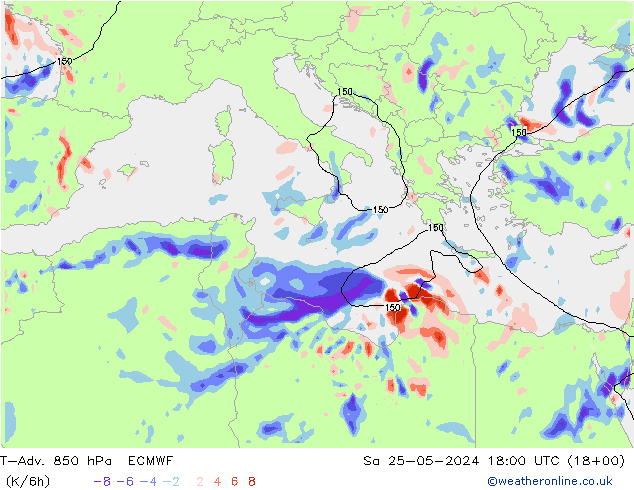 T-Adv. 850 hPa ECMWF  25.05.2024 18 UTC