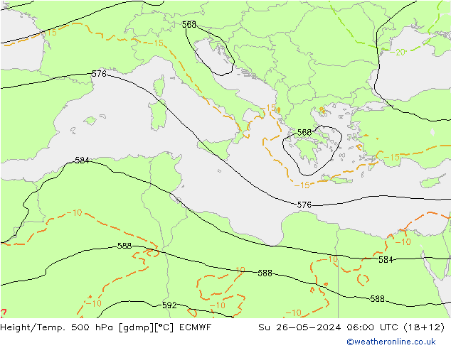 Z500/Rain (+SLP)/Z850 ECMWF dom 26.05.2024 06 UTC