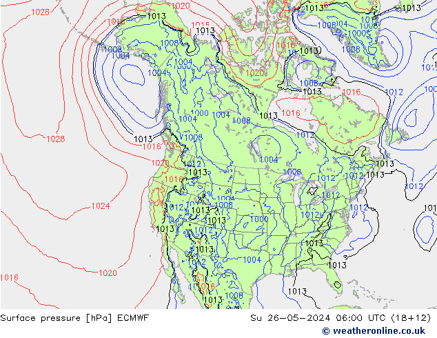 приземное давление ECMWF Вс 26.05.2024 06 UTC