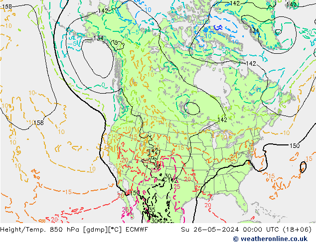 Z500/Rain (+SLP)/Z850 ECMWF nie. 26.05.2024 00 UTC