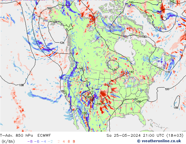 T-Adv. 850 hPa ECMWF so. 25.05.2024 21 UTC