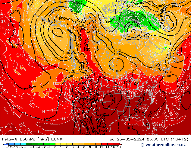 Theta-W 850hPa ECMWF Su 26.05.2024 06 UTC