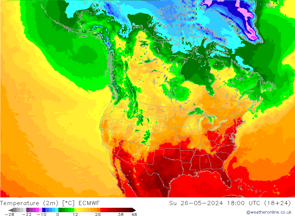 température (2m) ECMWF dim 26.05.2024 18 UTC