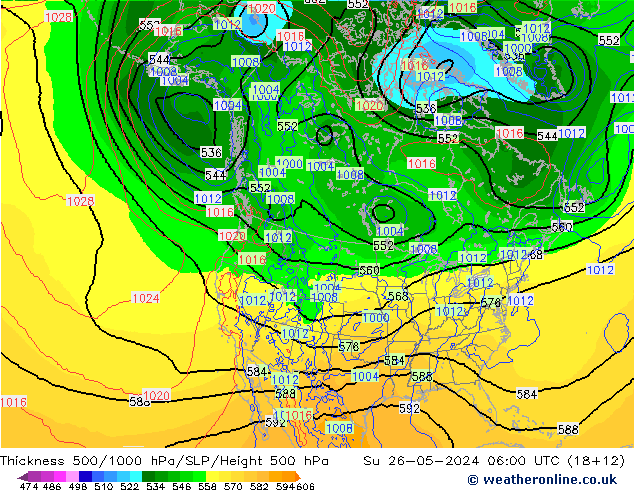 Dikte 500-1000hPa ECMWF zo 26.05.2024 06 UTC