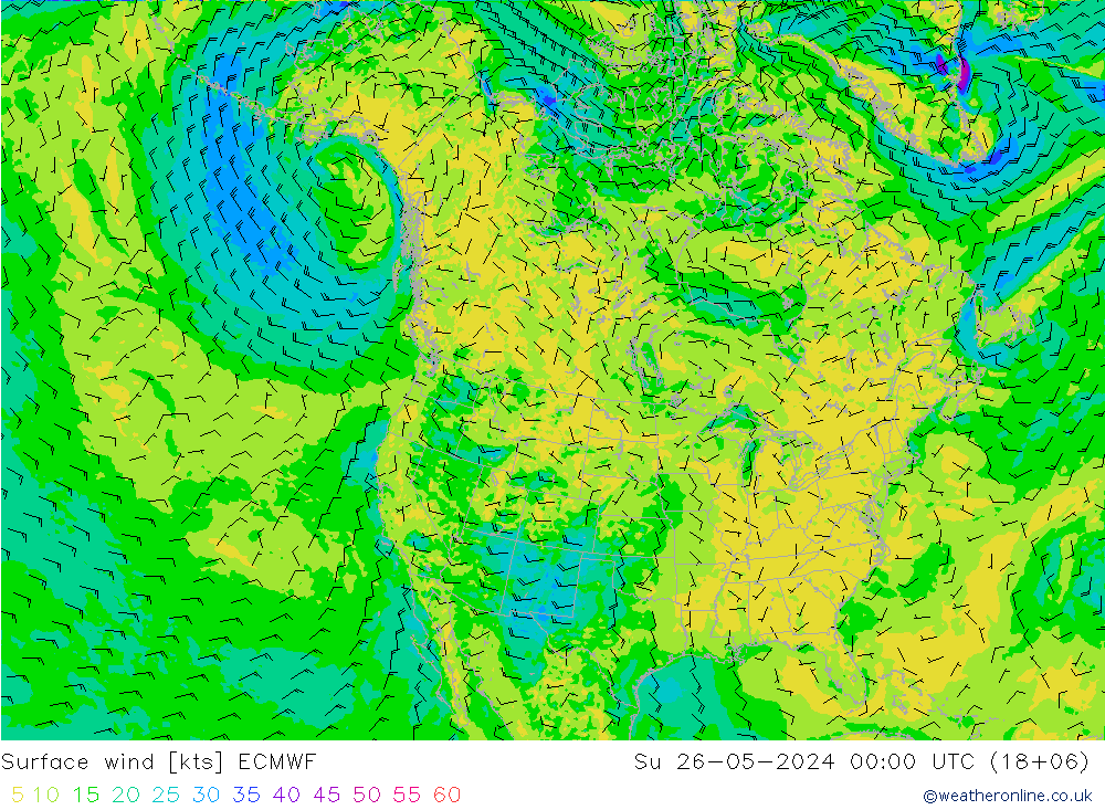 Viento 10 m ECMWF dom 26.05.2024 00 UTC