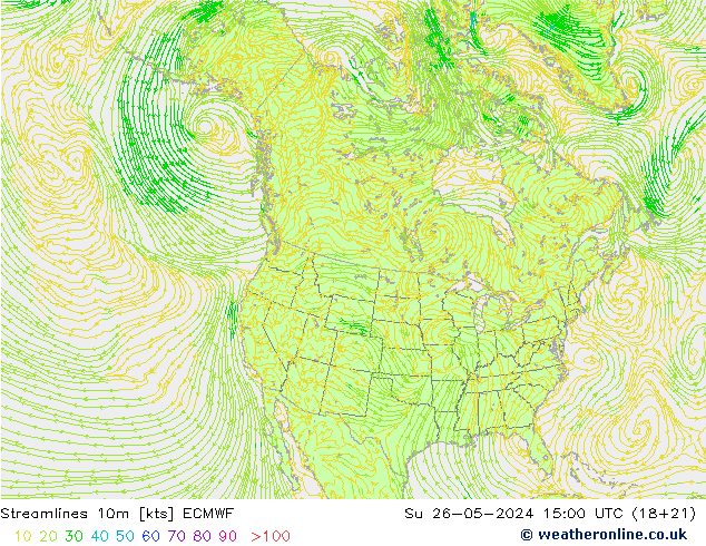 Streamlines 10m ECMWF Ne 26.05.2024 15 UTC