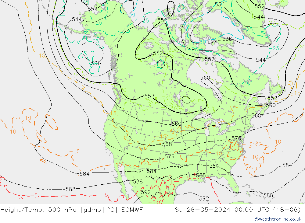 Z500/Rain (+SLP)/Z850 ECMWF Вс 26.05.2024 00 UTC