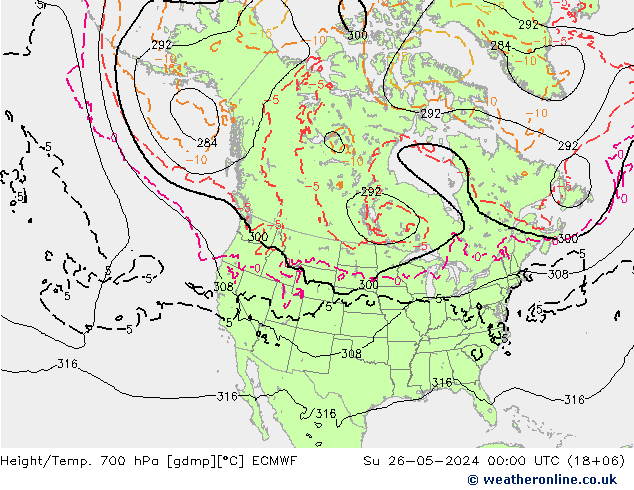 Height/Temp. 700 hPa ECMWF Su 26.05.2024 00 UTC