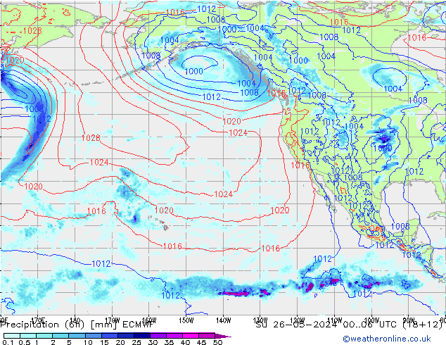 Z500/Yağmur (+YB)/Z850 ECMWF Paz 26.05.2024 06 UTC